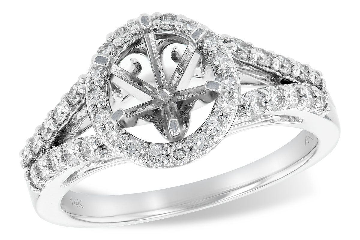 Allison Kaufman Diamond Engagement Ring Semi-Mount in 14K White Gold, 0.52 ctw (L7429)