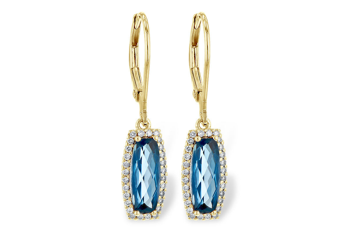 Allison Kaufman London Blue Topaz & Diamond Earrings in 14K Yellow Gold, 2.28 ctw