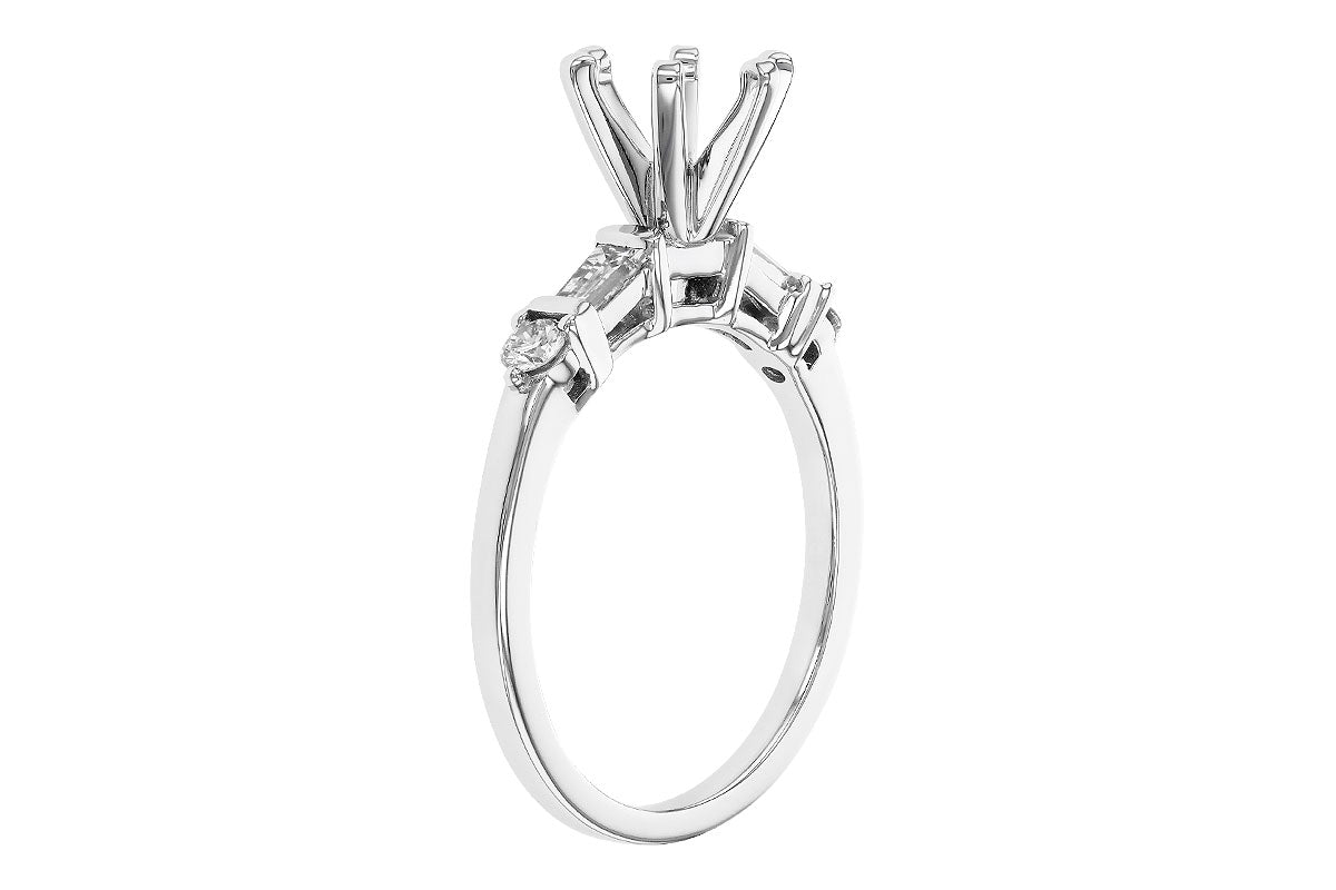Allison Kaufman Baguette Diamond Engagement Ring Semi-Mount in 14K White Gold, 0.33 ctw, alternate view