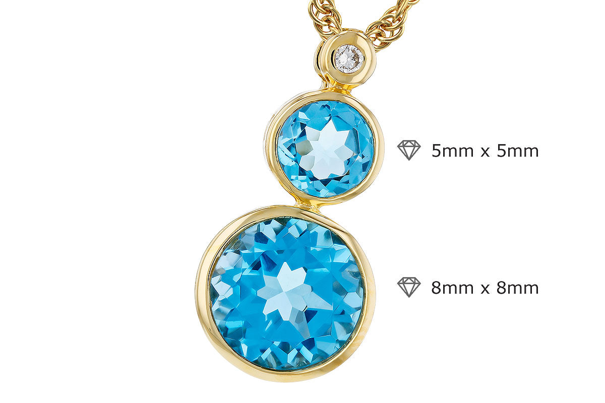 Allison Kaufman Blue Topaz & Diamond Necklace in 14K Yellow Gold, 2.65 ctw, alternate view