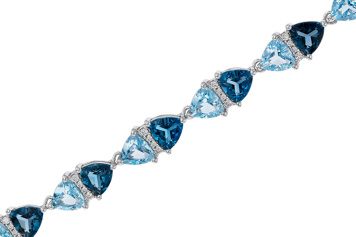 Allison Kaufman Blue Topaz & Diamond Bracelet in 14K White Gold, 12.50 ctw, alternate view