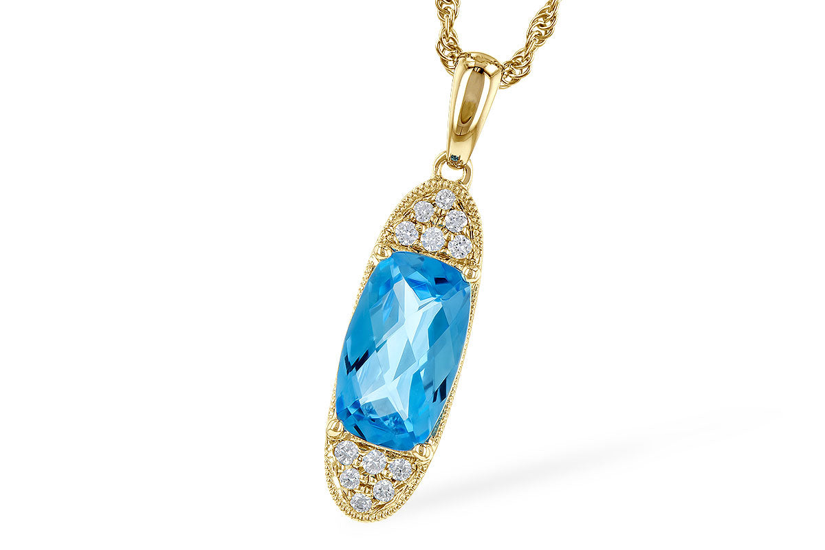 Allison Kaufman Blue Topaz & Diamond Necklace in 14K Yellow Gold, 2.12 ctw
