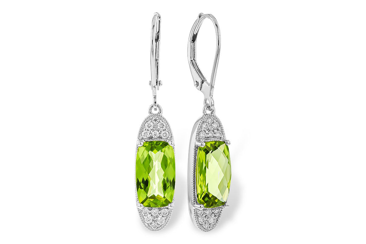 Allison Kaufman Peridot & Diamond Earrings in 14K White Gold, 3.98 ctw