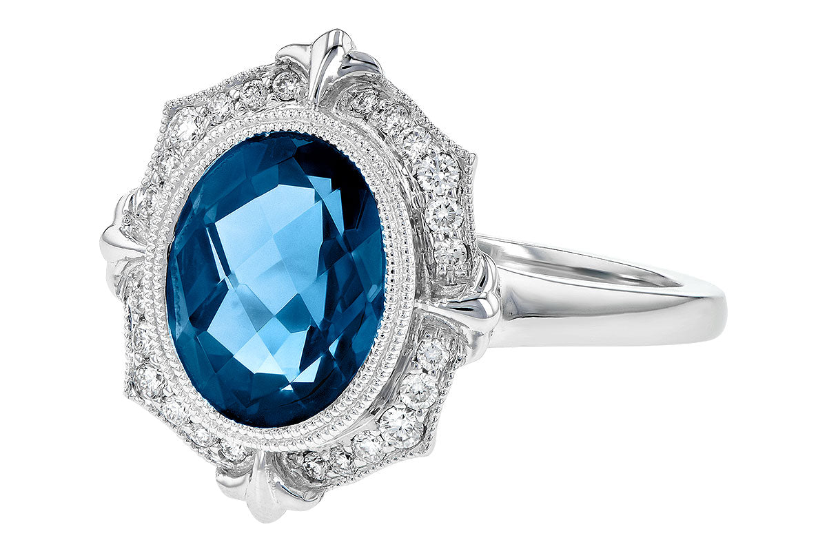 Allison Kaufman London Blue Topaz & Diamond Ring in 14K White Gold, 3.16 ctw, alternate view