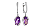 Allison Kaufman Amethyst & Diamond Earrings in 14K White Gold, 2.26 ctw