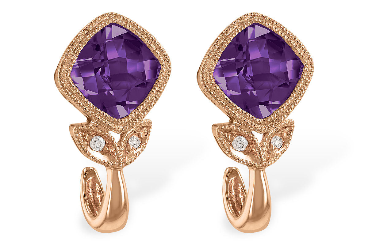 Allison Kaufman Amethyst & Diamond Earrings in 14K Rose Gold, 1.73 ctw