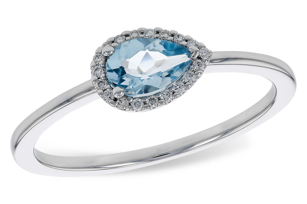 Allison Kaufman Aquamarine & Diamond Ring in 14K White Gold, 0.42 ctw