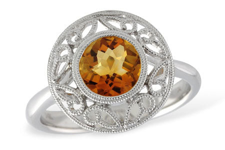 Allison Kaufman Citrine Ring in 14K White Gold, 1.02 ctw