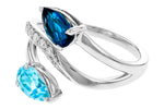 Allison Kaufman Blue Topaz & Diamond Ring in 14K White Gold, 3.70 ctw, alternate view