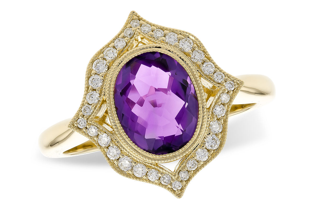 Allison Kaufman Amethyst & Diamond Ring in 14K Yellow Gold, 1.70 ctw