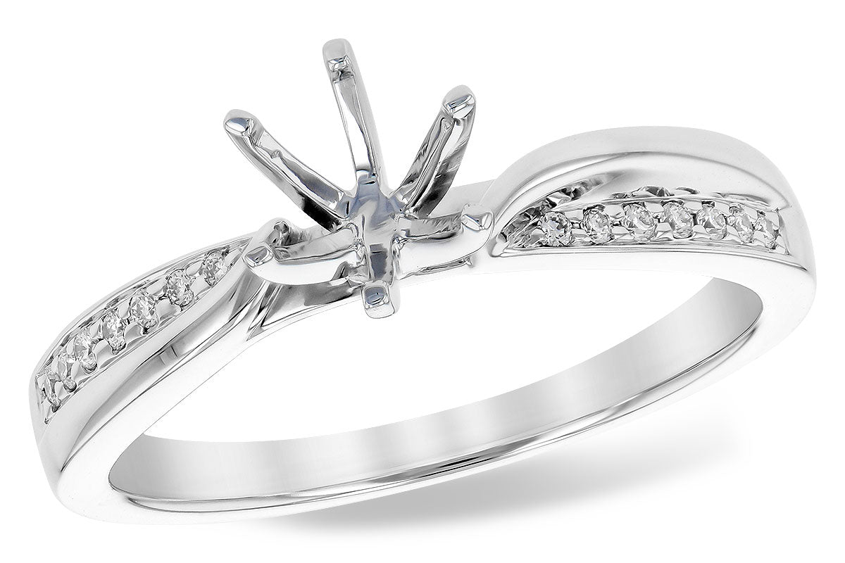 Allison Kaufman Diamond Engagement Ring Semi-Mount in 14K White Gold, 0.06 ctw (L7795)
