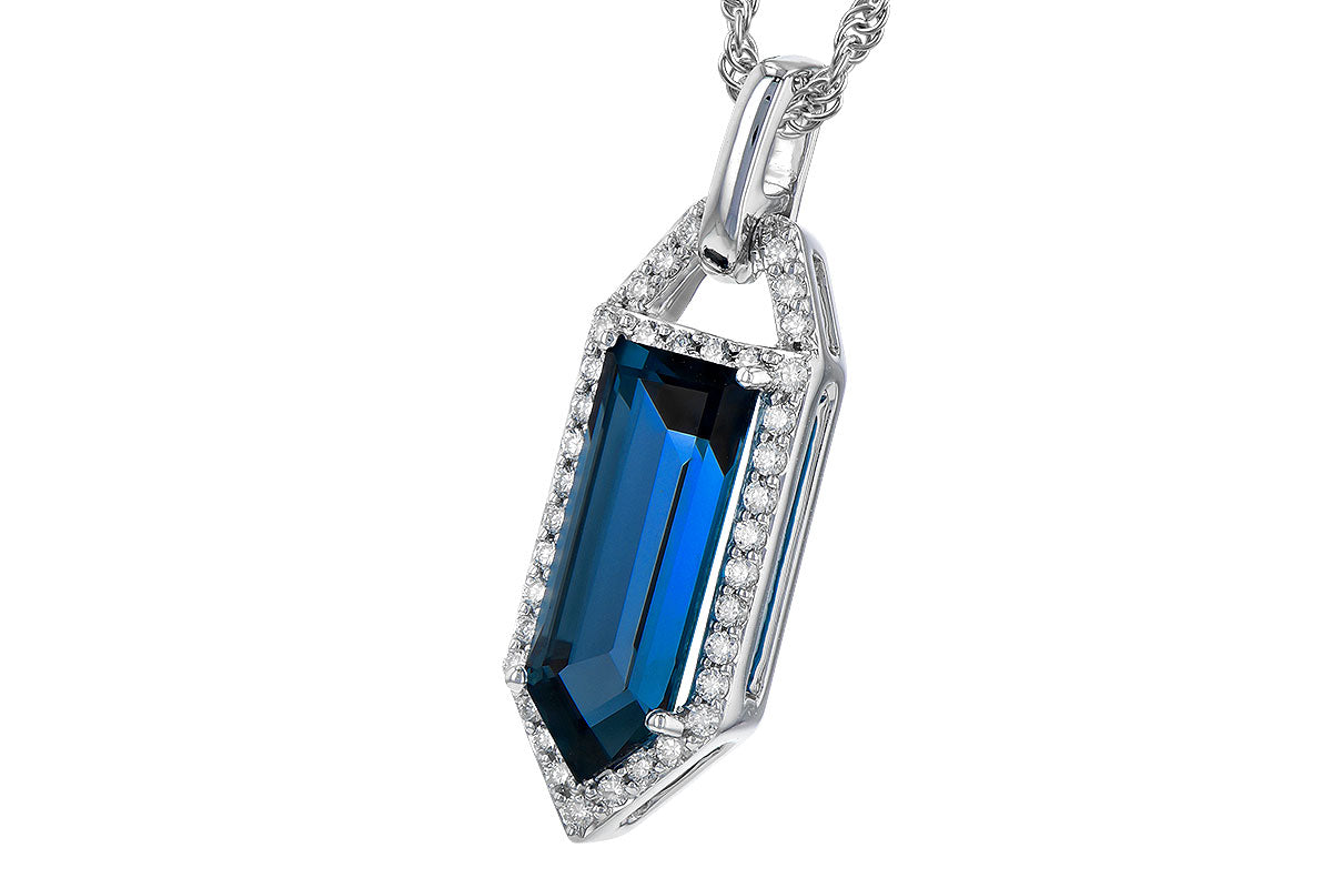 Allison Kaufman London Blue Topaz & Diamond Necklace in 14K White Gold, 3.12 ctw, alternate view