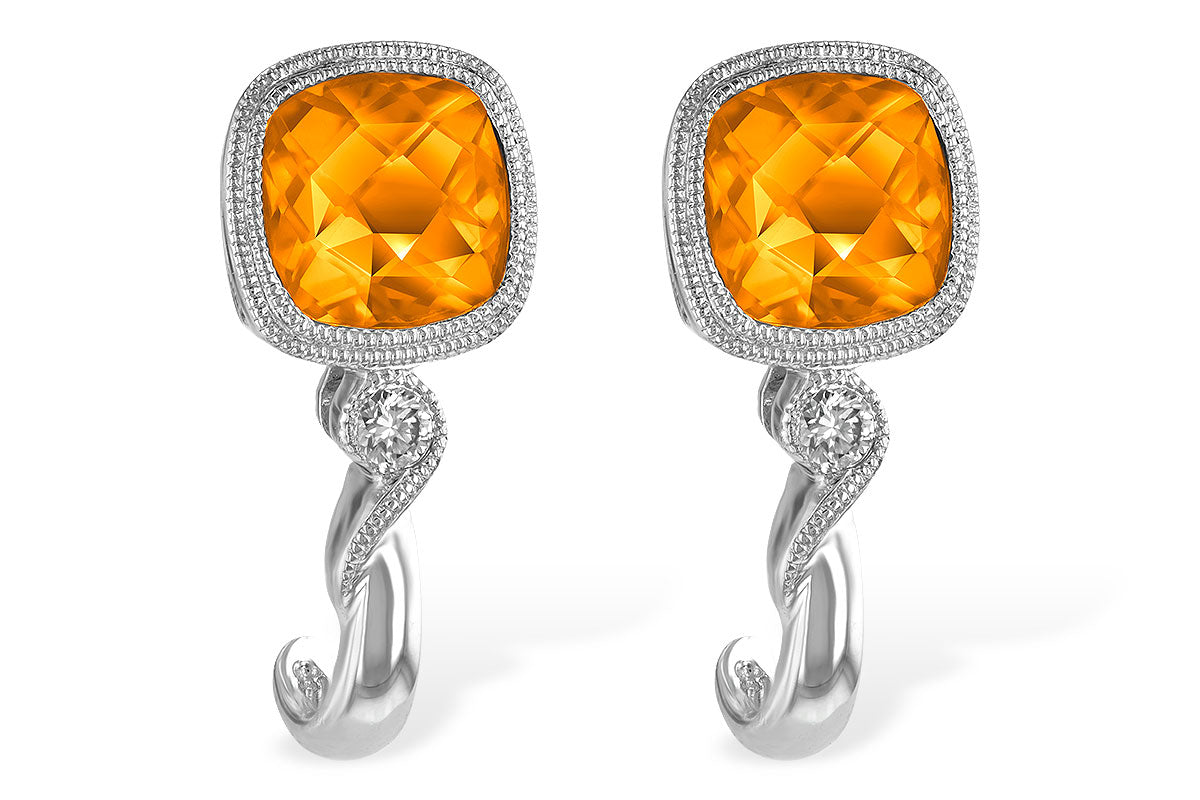 Allison Kaufman Citrine & Diamond Earrings in 14K White Gold, 1.66 ctw