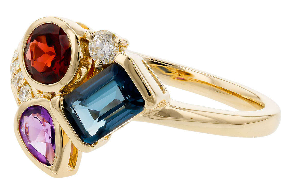 Allison Kaufman Multi-Gemstone & Diamond Ring in 14K Yellow Gold, 1.30 ctw, alternate view