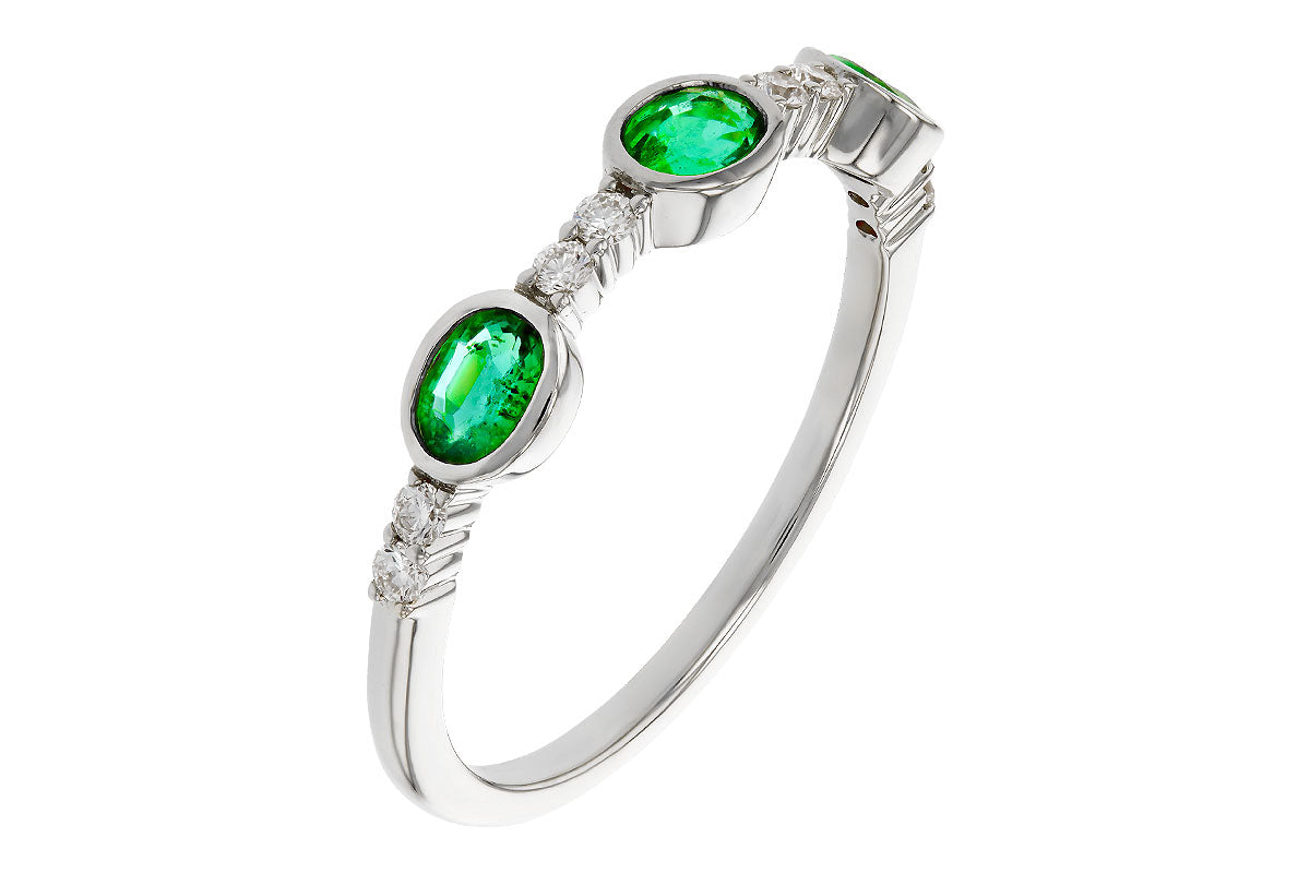 Allison Kaufman Emerald & Diamond Wedding Band in 14K White Gold, 0.58 ctw, alternate view