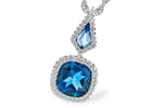 Allison Kaufman London Blue Topaz & Diamond Necklace in 14K White Gold, 2.40 ctw (N8397)
