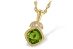 Allison Kaufman Peridot & Diamond Necklace in 14K Yellow Gold, 1.02 ctw