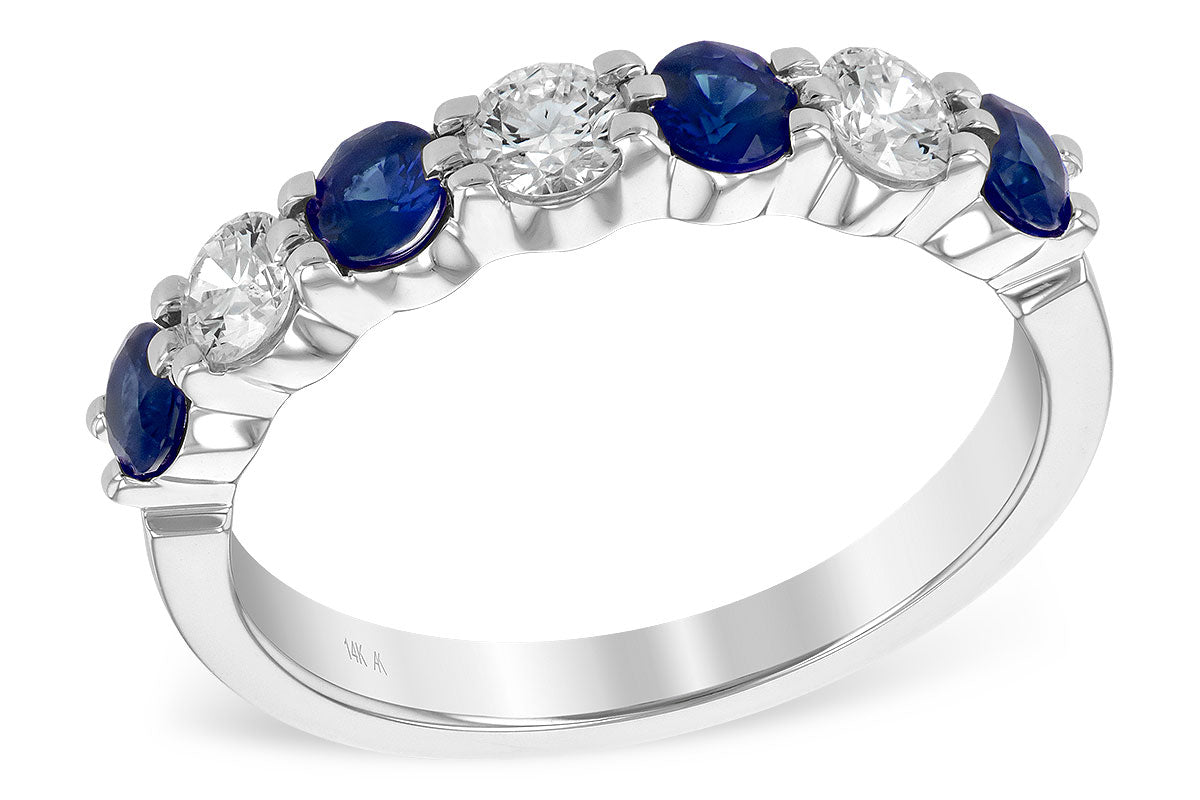Allison Kaufman Sapphire & Diamond Wedding Band in 14K White Gold, 1.00 ctw (WR123-1)