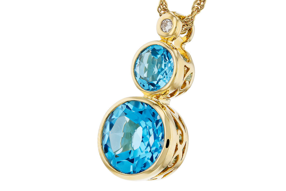Allison Kaufman Blue Topaz & Diamond Necklace in 14K Yellow Gold, 2.65 ctw, alternate view