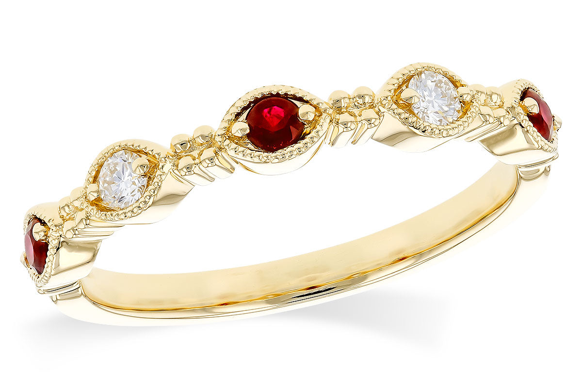 Allison Kaufman Ruby & Diamond Wedding Band in 14K Yellow Gold, 0.23 ctw