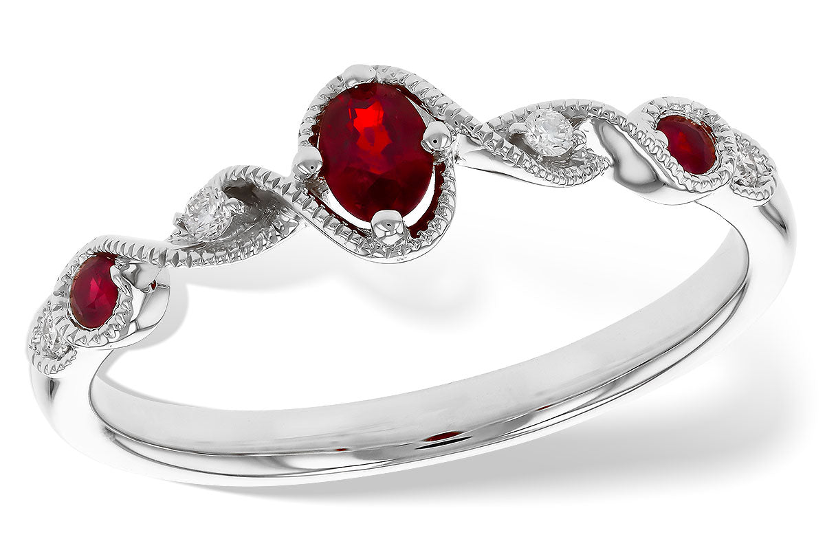 Allison Kaufman Ruby & Diamond Ring in 14K White Gold, 0.31 ctw