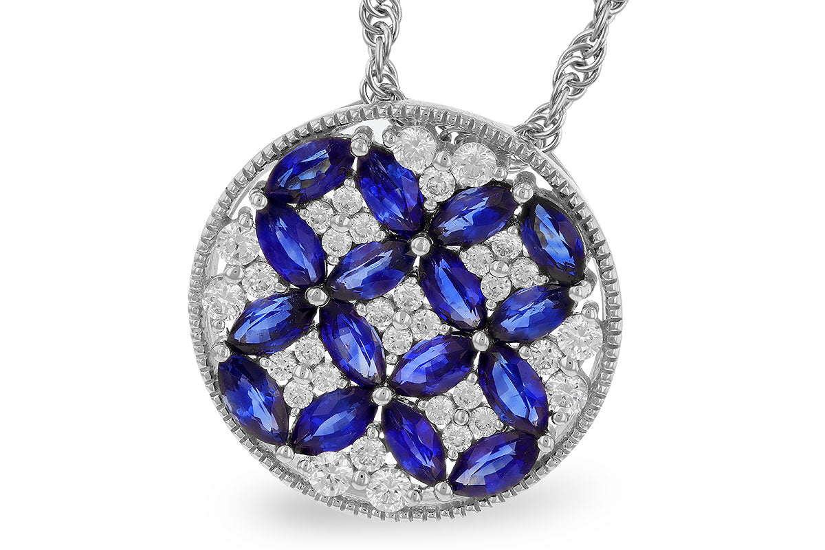 Allison Kaufman Sapphire & Diamond Necklace in 14K White Gold, 1.95 ctw