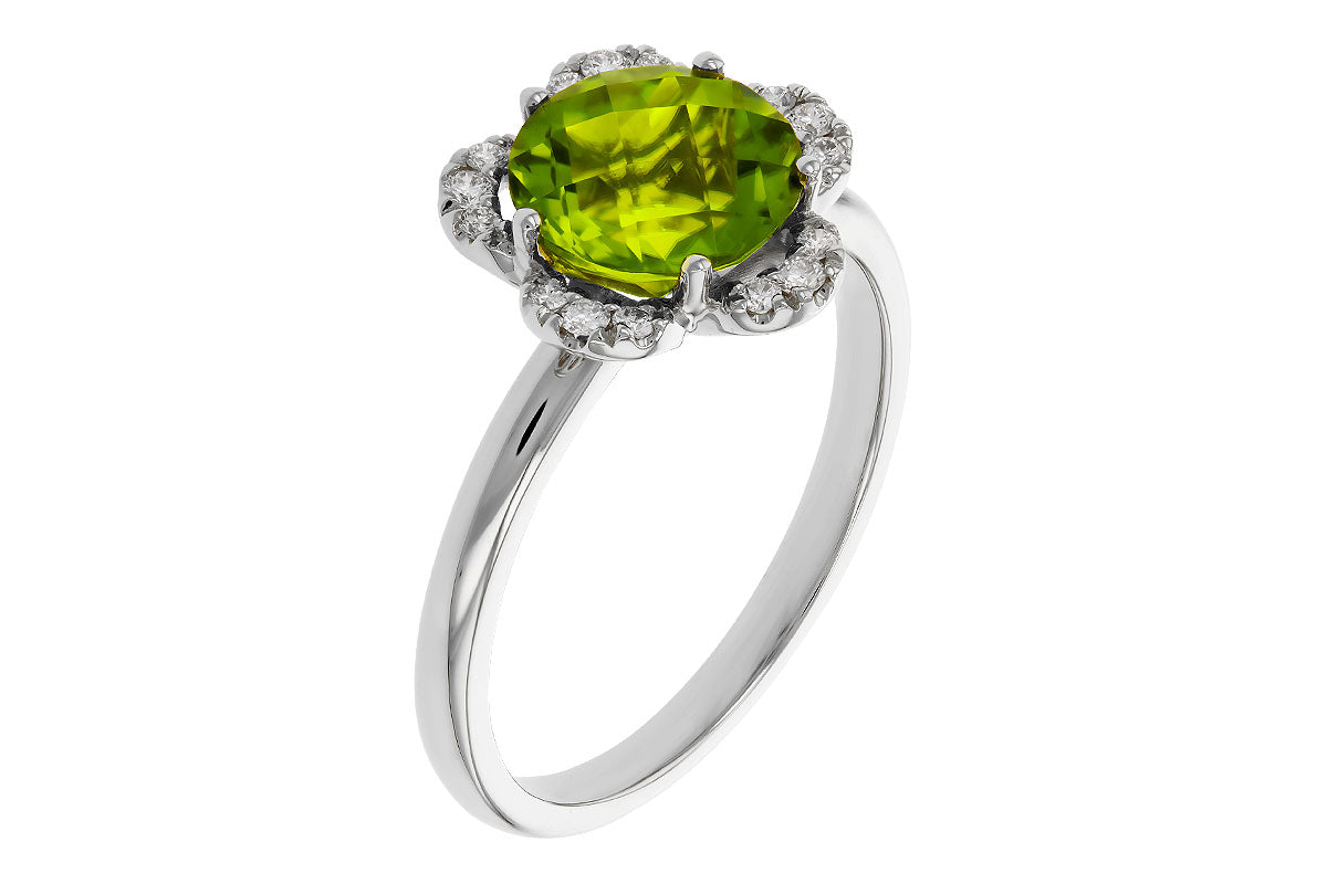 Allison Kaufman Peridot & Diamond Ring in 14K White Gold, 2.28 ctw, alternate view
