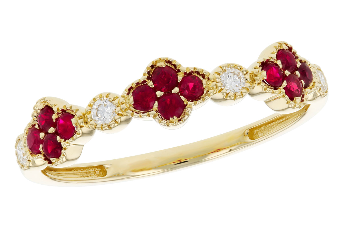 Allison Kaufman Ruby & Diamond Wedding Band in 14K Yellow Gold, 0.30 ctw