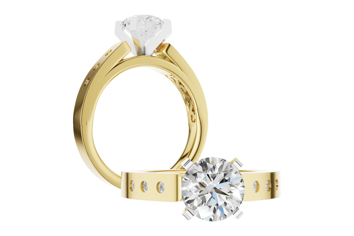 Allison Kaufman Diamond Engagement Ring Semi-Mount in 14K Yellow Gold, 0.09 ctw (L7932), alternate view