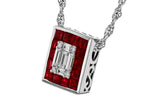 Allison Kaufman Ruby & Diamond Necklace in 14K White Gold, 1.00 ctw, alternate view