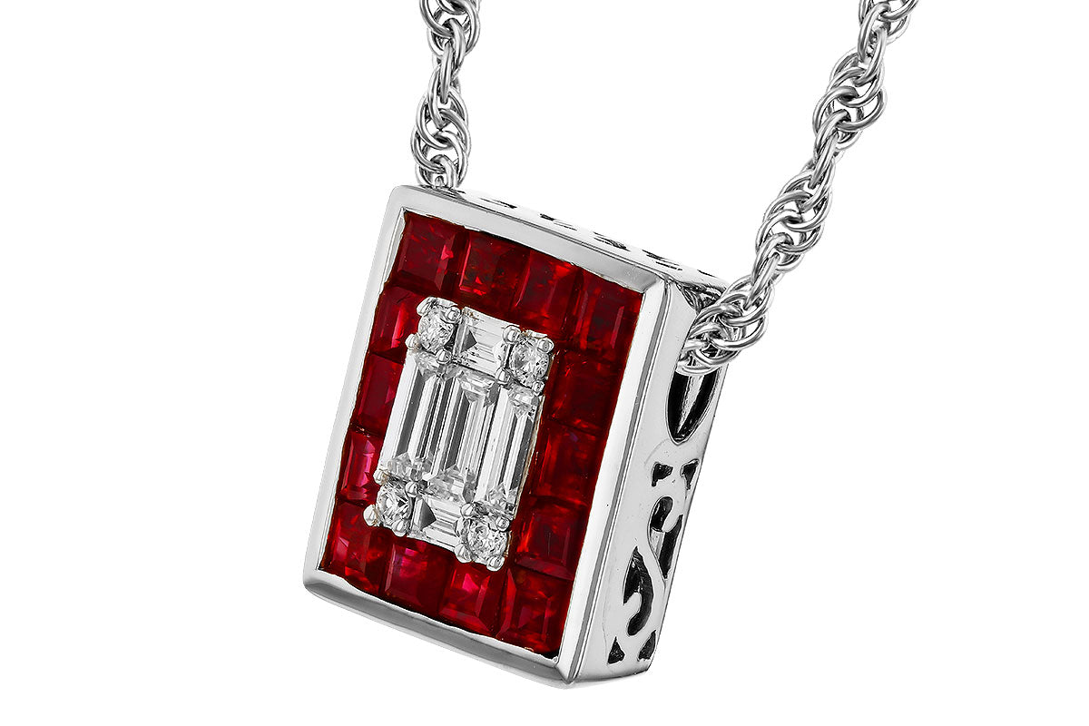 Allison Kaufman Ruby & Diamond Necklace in 14K White Gold, 1.00 ctw, alternate view