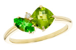 Allison Kaufman Peridot, Tsavorite & Diamond Ring in 14K Yellow Gold, 1.32 ctw