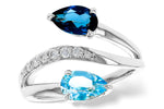 Allison Kaufman Blue Topaz & Diamond Ring in 14K White Gold, 3.70 ctw