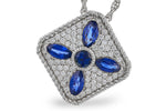 Allison Kaufman Sapphire & Diamond Necklace in 14K White Gold, 1.20 ctw