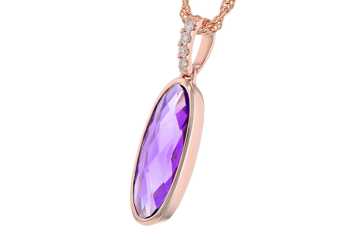 Allison Kaufman Amethyst & Diamond Necklace in 14K Rose Gold, 1.70 ctw, alternate view