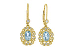Allison Kaufman Aquamarine & Diamond Earrings in 14K Yellow Gold, 0.92 ctw