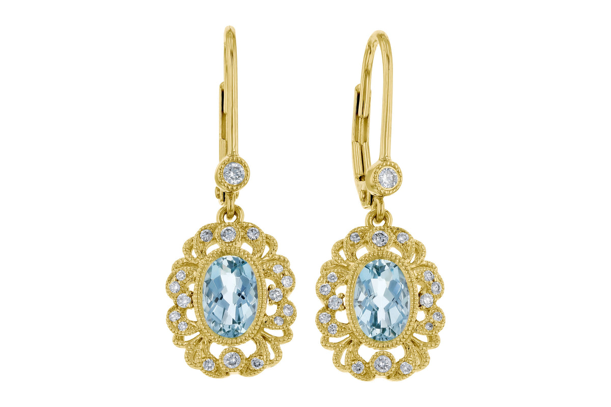 Allison Kaufman Aquamarine & Diamond Earrings in 14K Yellow Gold, 0.92 ctw