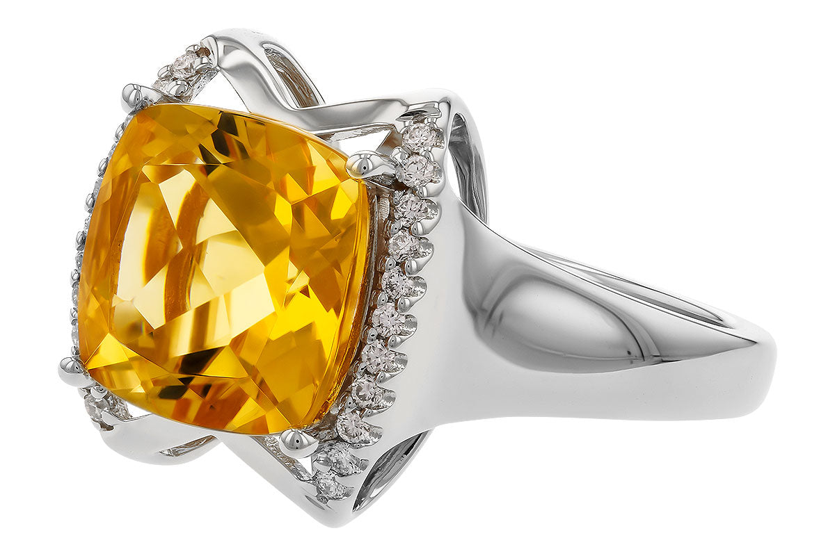 Allison Kaufman Citrine & Diamond Ring in 14K White Gold, 3.85 ctw, alternate view