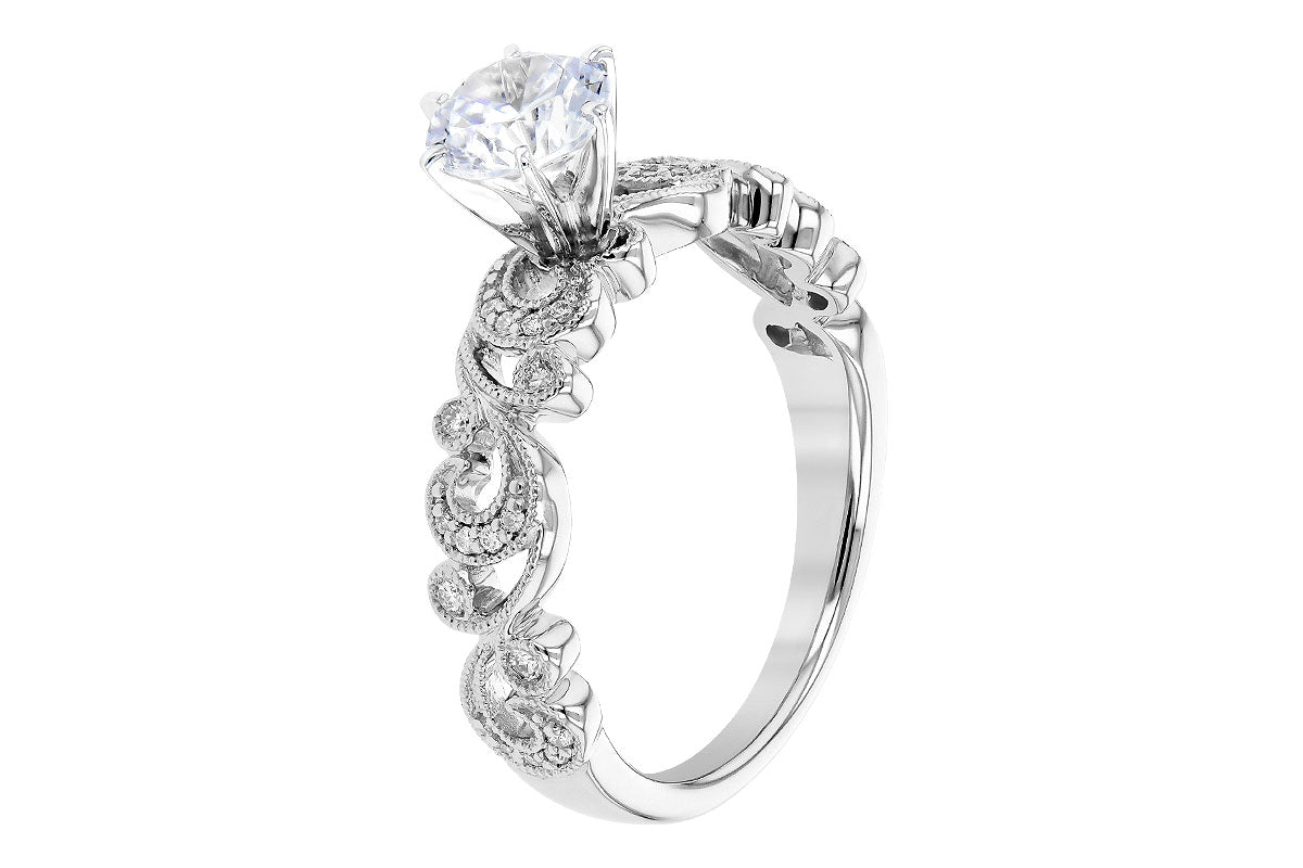 Allison Kaufman Diamond Engagement Ring Semi-Mount in 14K White Gold, 0.12 ctw (L7750), alternate view