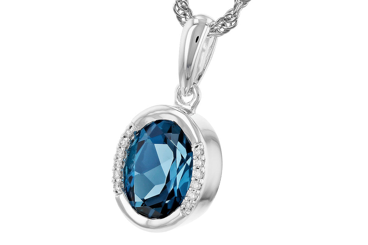 Allison Kaufman London Blue Topaz & Diamond Necklace in 14K White Gold, 1.93 ctw, alternate view