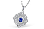 Allison Kaufman Sapphire & Diamond Necklace in 14K White Gold, 0.72 ctw