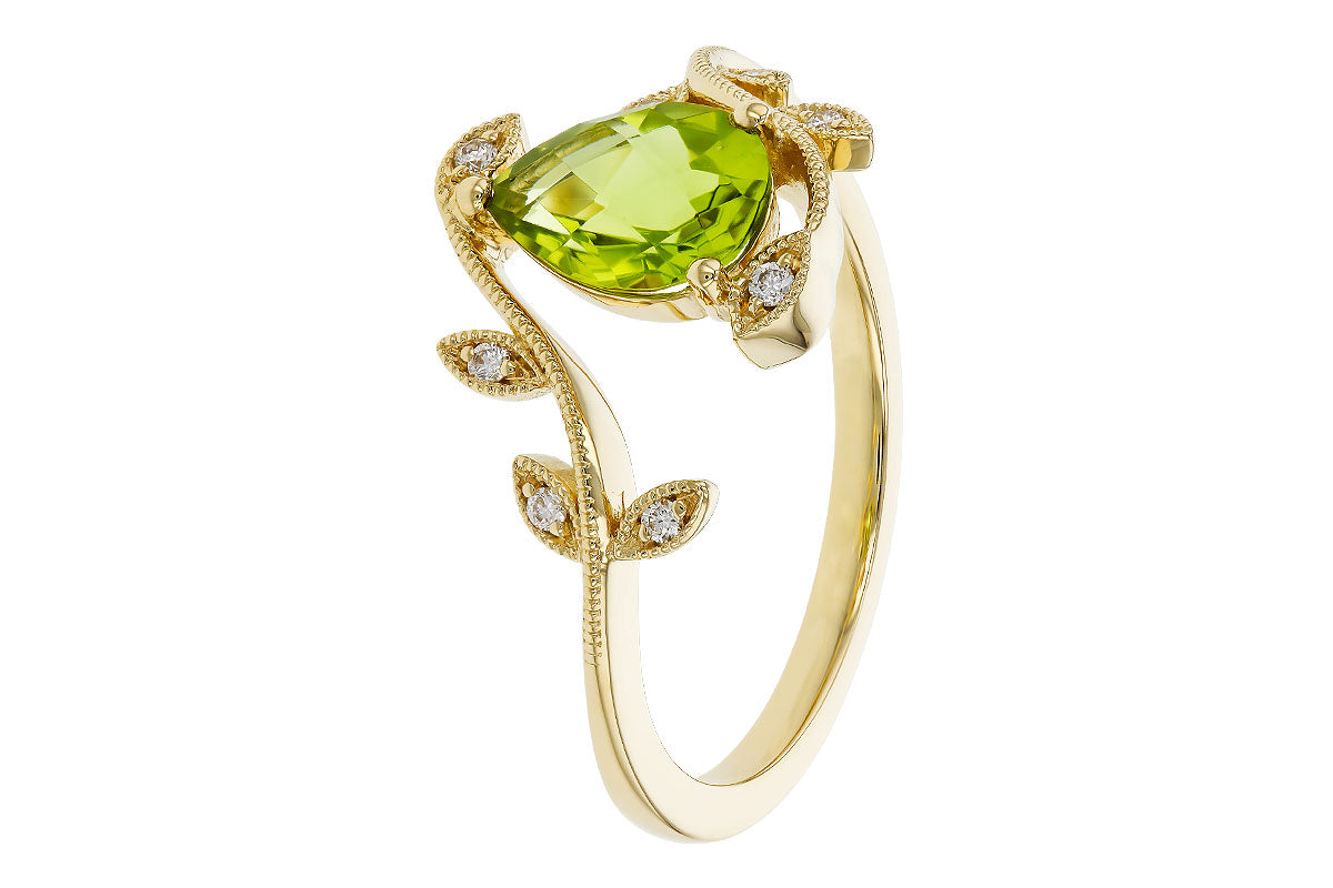Allison Kaufman Peridot & Diamond Ring in 14K Yellow Gold, 1.22 ctw, alternate view