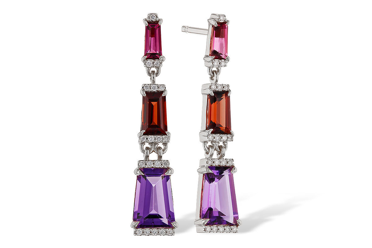 Allison Kaufman Multi-Gemstone & Diamond Earrings in 14K White Gold, 2.05 ctw