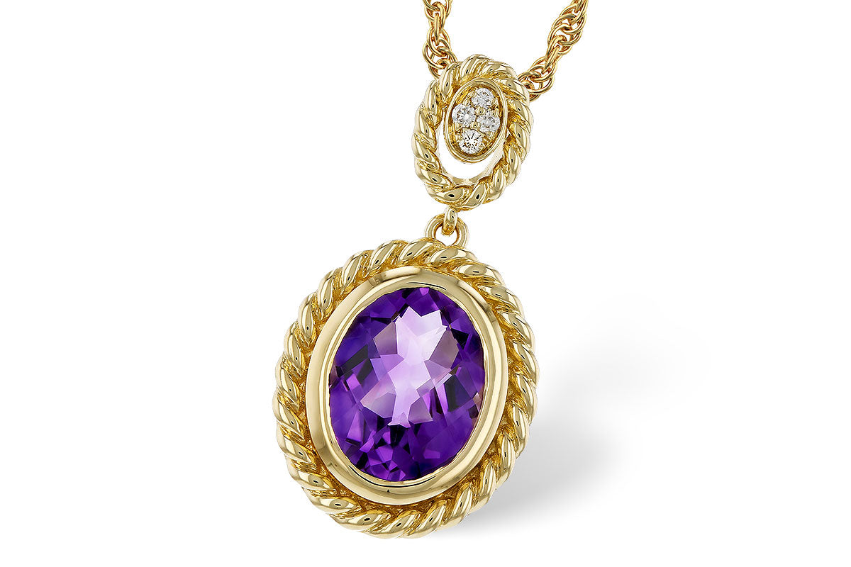 Allison Kaufman Amethyst & Diamond Necklace in 14K Yellow Gold, 1.40 ctw