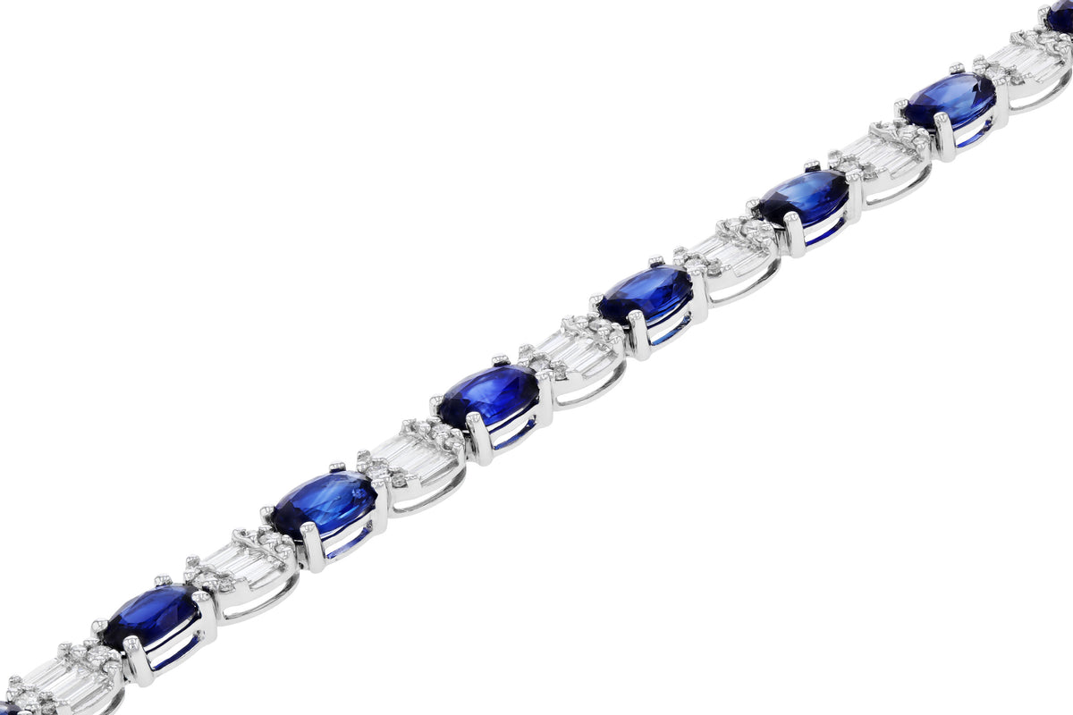 Allison Kaufman Sapphire & Diamond Bracelet in 14K White Gold, 8.98 ctw, alternate view