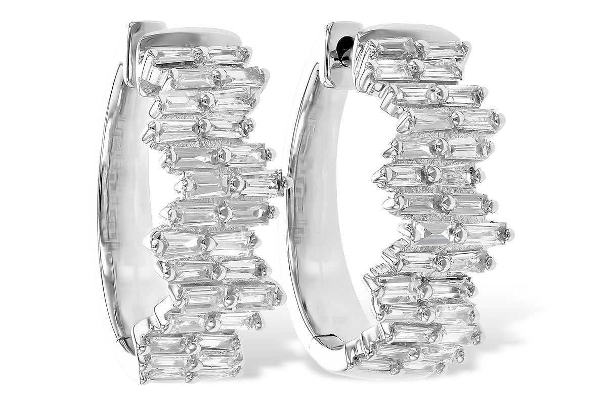 Allison Kaufman Baguette Diamond Earrings in 14K White Gold, 0.70 ctw