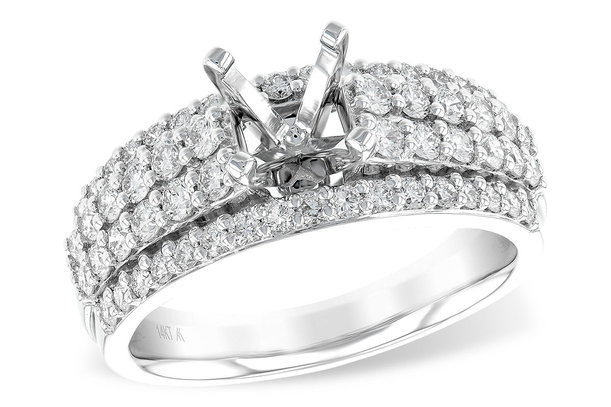 Allison Kaufman Diamond Engagement Ring Semi-Mount in 14K White Gold, 0.98 ctw