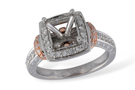 Allison Kaufman Diamond Engagement Ring Semi-Mount in 14K Two-Tone Gold, 0.48 ctw