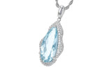 Allison Kaufman Aquamarine & Diamond Necklace in 14K White Gold, 4.20 ctw, alternate view