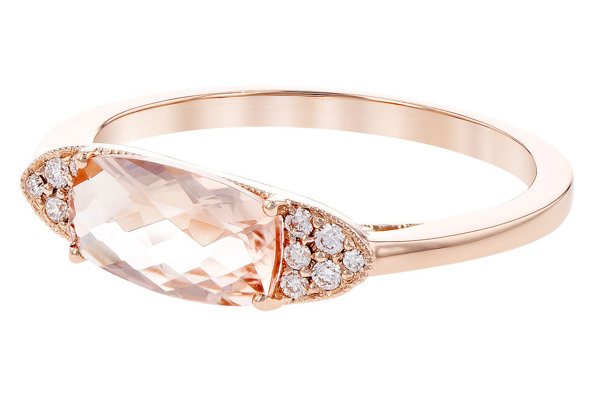 Allison Kaufman Morganite & Diamond Ring in 14K Rose Gold, 1.24 ctw, alternate view